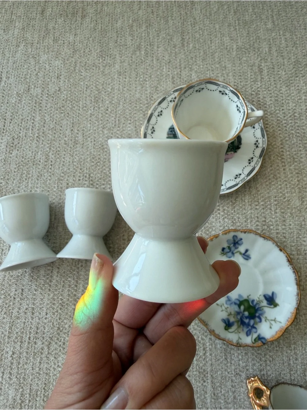 set of vintage “minis” | egg cups & tea sets